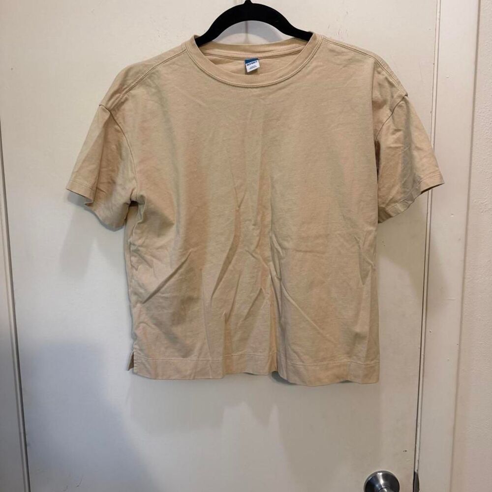 Old-navy Women's Cream and Tan T-shirt